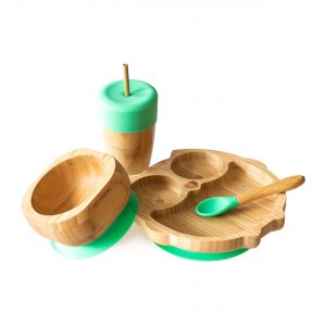 Bambukinių indų rinkinys “Žalia pelėda”