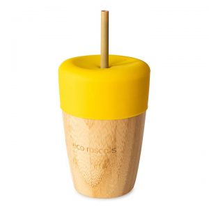 Bambukinis puodelis su šiaudeliu